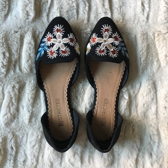 Restricted Shoes - RESTRICTED d’Orsay Embroidered Flower Flats